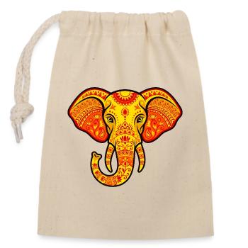 Vibrant orange elephant - Closable cotton gift bag (14x20cm) - nature - Front