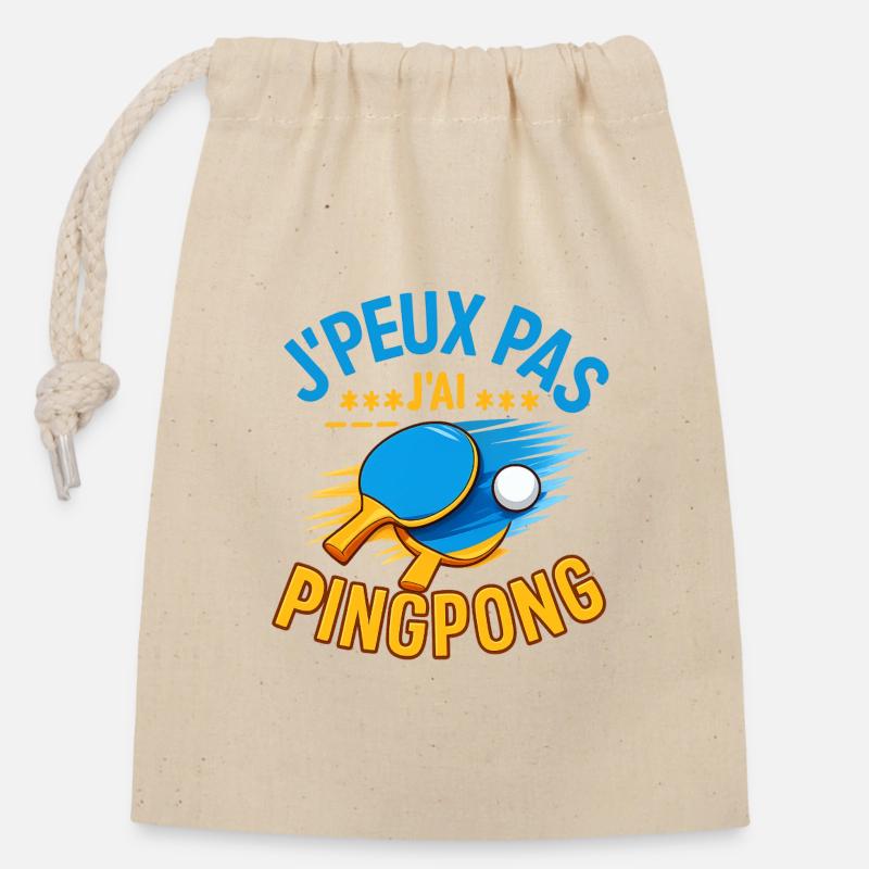J'peux pas j'ai pingpong - Sac cadeau en coton avec cordon (14 x 20 cm) - nature