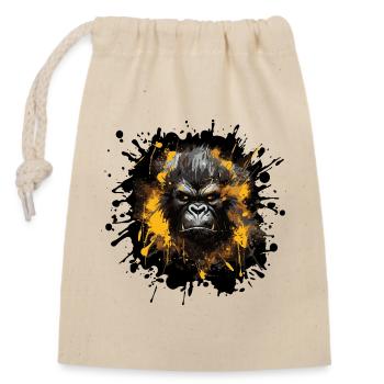 Gorilla Splatter Porträt - Verschließbarer Geschenkbeutel aus Baumwolle (14x20cm) - Natur - Vorne