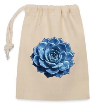 Rosette géométrique bleue - Sac cadeau en coton avec cordon (14 x 20 cm) - nature - Devant