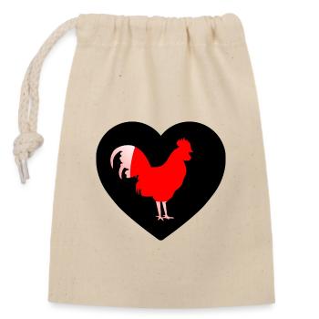 Rooster - Closable cotton gift bag (14x20cm) - nature - Front