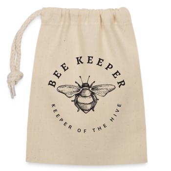 Bee Keeper – Keeper of the Hive Design - Verschließbarer Geschenkbeutel aus Baumwolle (14x20cm) - Natur - Vorne