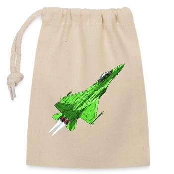 Jet de géométrie verte - Sac cadeau en coton avec cordon (14 x 20 cm) - nature - Devant