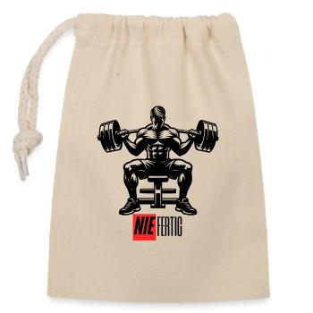 Nie fertig – Hardcore Gym Motiv, Fitness, Muscle - Verschließbarer Geschenkbeutel aus Baumwolle (14x20cm) - Natur - Vorne