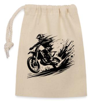 Dynamic Offroad Dirt Bike Scene in the Mud - Closable cotton gift bag (14x20cm) - nature - Front