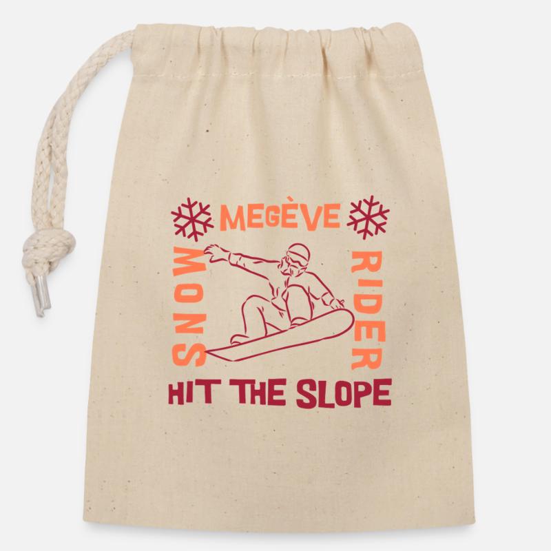 Megève Slopes Snowboard Vibes - Closable cotton gift bag (14x20cm) - nature