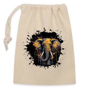Elephant Splash - Closable cotton gift bag (14x20cm) - nature - Front