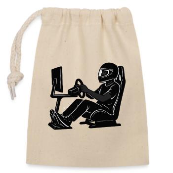 Sim Racer Driver Silhouette Gaming - Closable cotton gift bag (14x20cm) - nature - Front
