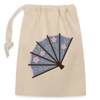 Blossom Fan in Puderblau - Verschließbarer Geschenkbeutel aus Baumwolle (14x20cm) - Natur - Vorne