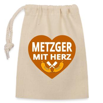 butcher - Closable cotton gift bag (14x20cm) - nature - Front