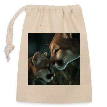 Berglöwe Mutter & Jungtier – Pure Liebe - Verschließbarer Geschenkbeutel aus Baumwolle (14x20cm) - Natur - Vorne