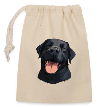 Happy Black Labrador - Dog with Smile - Closable cotton gift bag (14x20cm) - nature - Front