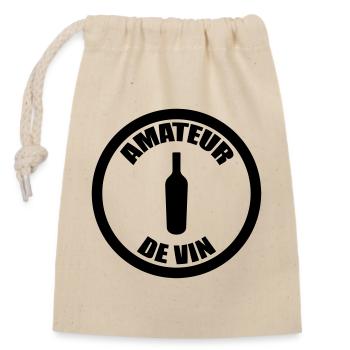 Wine / Alcohol Lover - Closable cotton gift bag (14x20cm) - nature - Front