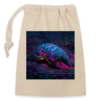 Cyberpunk Pangolin Jungle Science-Fi Art Néon - Sac cadeau en coton avec cordon (14 x 20 cm) - nature - Devant