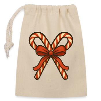 Candy Canes with Red Ribbon - Closable cotton gift bag (14x20cm) - nature - Front