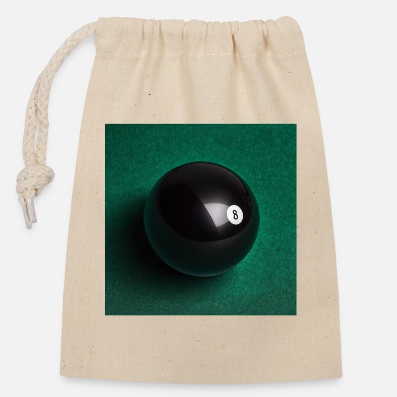 Black 8-Ball on Felt - Closable cotton gift bag (14x20cm) - nature