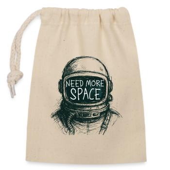 Need More Space Astronaut Spruch Zeichnung - Verschließbarer Geschenkbeutel aus Baumwolle (14x20cm) - Natur - Vorne