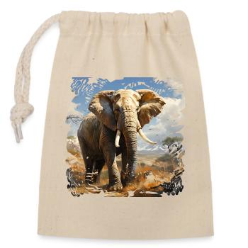 African elephant in sunlight - Closable cotton gift bag (14x20cm) - nature - Front