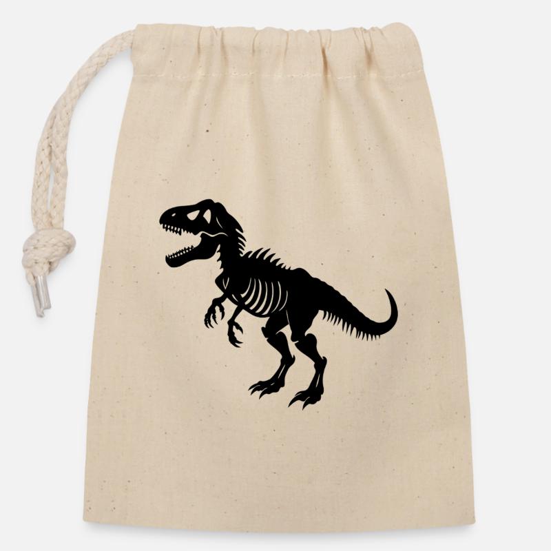 T-rex-Fossil - Verschließbarer Geschenkbeutel aus Baumwolle (14x20cm) - Natur