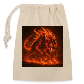 Loup enflammé de lave - Sac cadeau en coton avec cordon (14 x 20 cm) - nature - Devant