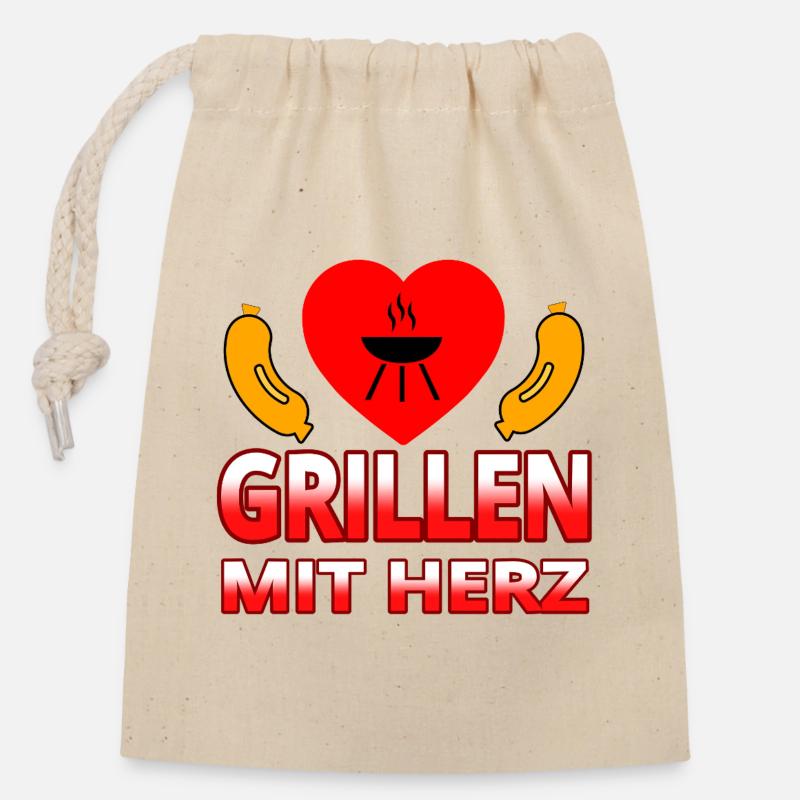 Griller - Sac cadeau en coton avec cordon (14 x 20 cm) - nature