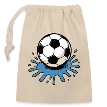 Éclaboussures de football - Sac cadeau en coton avec cordon (14 x 20 cm) - nature - Devant