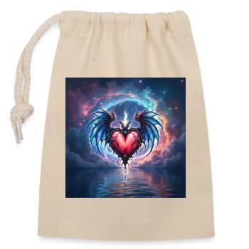 Cœur Ailé de Feu Cosmique - Sac cadeau en coton avec cordon (14 x 20 cm) - nature - Devant