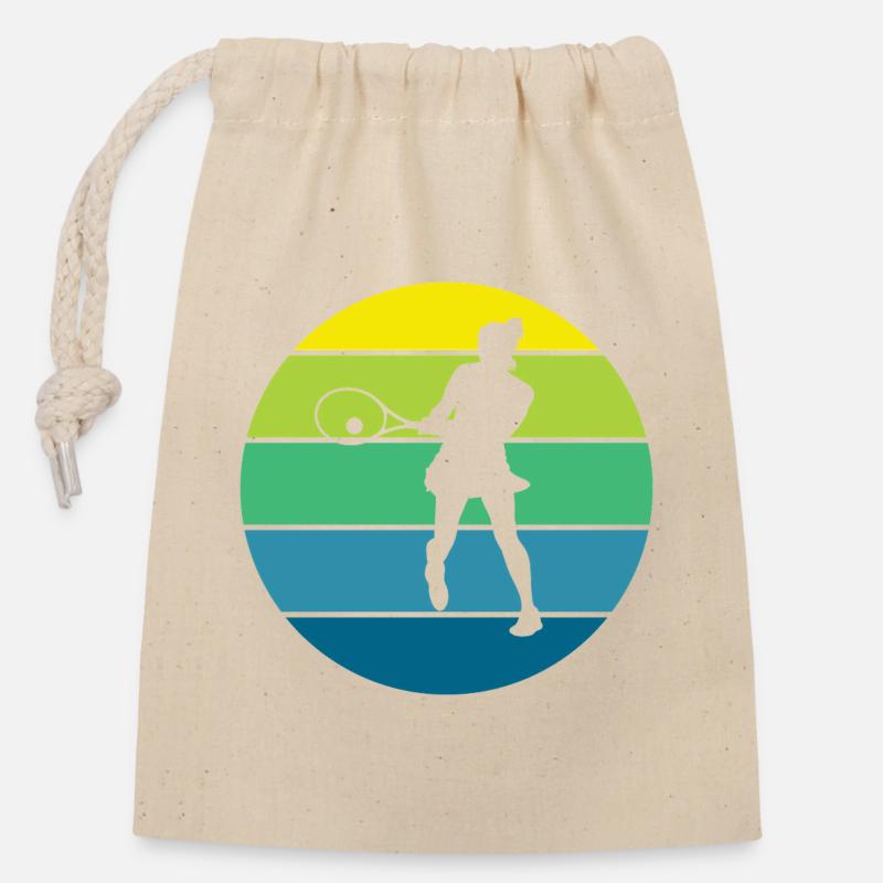 tennis - Sac cadeau en coton avec cordon (14 x 20 cm) - nature