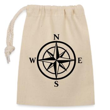 Nordstern Kompassrose Print - Verschließbarer Geschenkbeutel aus Baumwolle (14x20cm) - Natur - Vorne