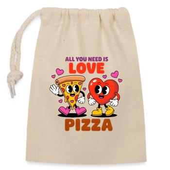 Tout ce dont tu as besoin, c’est d’aimer la pizza - Sac cadeau en coton avec cordon (14 x 20 cm) - nature - Devant