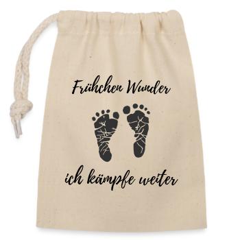Frühchen Wunder – Ich kämpfe weiter Design - Verschließbarer Geschenkbeutel aus Baumwolle (14x20cm) - Natur - Vorne