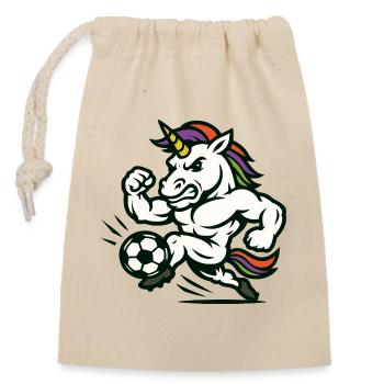 Power Unicorn Soccer Mascot Sprinting Fast - Closable cotton gift bag (14x20cm) - nature - Front
