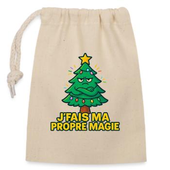 JFais Ma Propre Magie - Sapin Râleur - Sac cadeau en coton avec cordon (14 x 20 cm) - nature - Devant