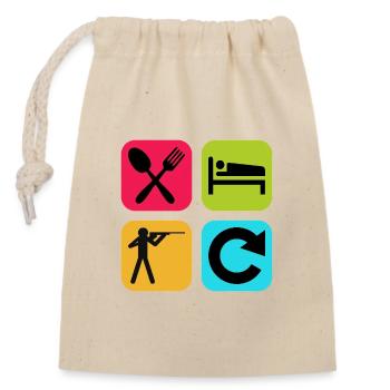 Eat Sleep Shooting Repeat Funny Quote Gun - Closable cotton gift bag (14x20cm) - nature - Front