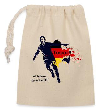 Soccer - Closable cotton gift bag (14x20cm) - nature - Front