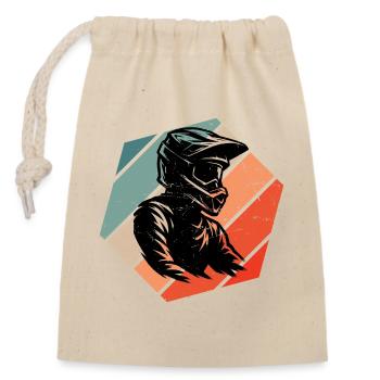Conception compacte du motocross - Sac cadeau en coton avec cordon (14 x 20 cm) - nature - Devant