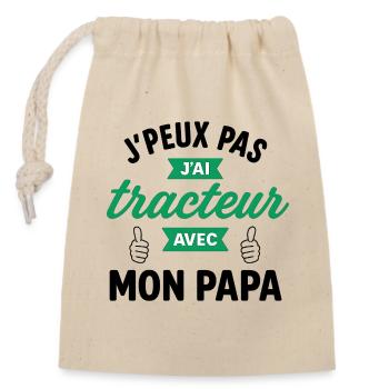 J'ai tracteur avec moi - Sac cadeau en coton avec cordon (14 x 20 cm) - nature - Devant