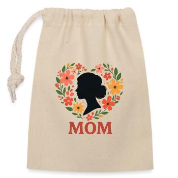 Floral Wreath Mother Silhouette - Closable cotton gift bag (14x20cm) - nature - Front
