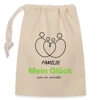 Family – My happiness, my everything - Closable cotton gift bag (14x20cm) - nature - Front