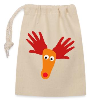Tête de renne avec museau orange - Sac cadeau en coton avec cordon (14 x 20 cm) - nature - Devant