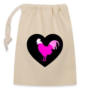 Rooster - Closable cotton gift bag (14x20cm) - nature - Front