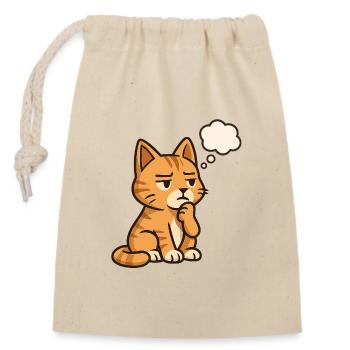Thoughtful-Cat - Closable cotton gift bag (14x20cm) - nature - Front