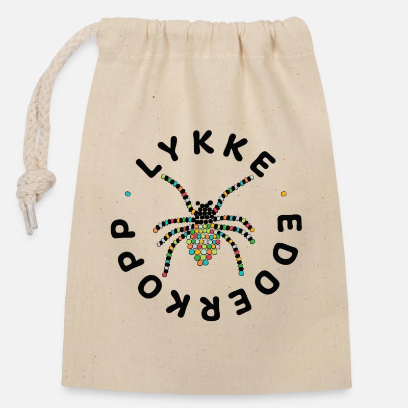 Lucky Spider - Closable cotton gift bag (14x20cm) - nature