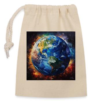 Erde im kosmischen Feuer - Verschließbarer Geschenkbeutel aus Baumwolle (14x20cm) - Natur - Vorne