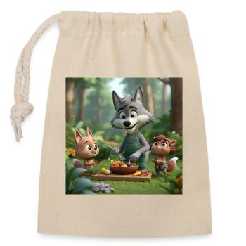wolf, vegan wolf, friendly wolf - Closable cotton gift bag (14x20cm) - nature - Front