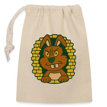 Hoppel derrière le mur - Sac cadeau en coton avec cordon (14 x 20 cm) - nature - Devant