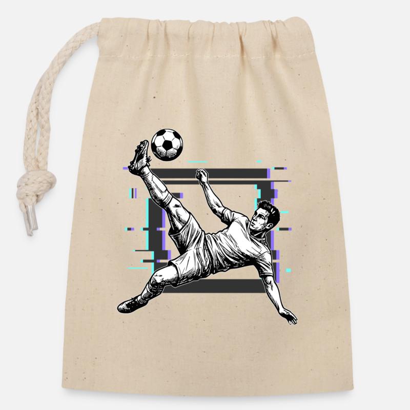 Fußball Schuss Fallrückzieher Tor - Verschließbarer Geschenkbeutel aus Baumwolle (14x20cm) - Natur