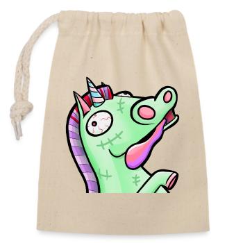 Licorne zombie Pastel Déjantée - Sac cadeau en coton avec cordon (14 x 20 cm) - nature - Devant