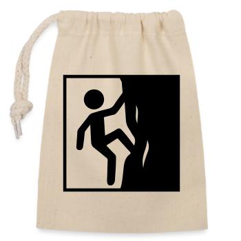 Klettern Symbol Sport - Verschließbarer Geschenkbeutel aus Baumwolle (14x20cm) - Natur - Vorne