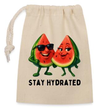 Duo pastèque au soleil - Sac cadeau en coton avec cordon (14 x 20 cm) - nature - Devant